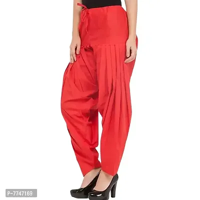 Women's Cotton Plain Patiala Salwar || Cotton Patiala Salwar (Pants) for Women's Premium Cotton Readymade Salwar (Free Size, Red)-thumb0