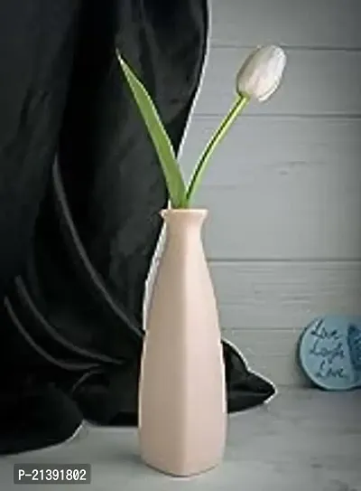 Premium Quality Mrd Triangular Bottle Shape Ceramic Flower Vase For Home Decor - Living Room - Office Center Table - Centerpiece Decor Item-thumb0