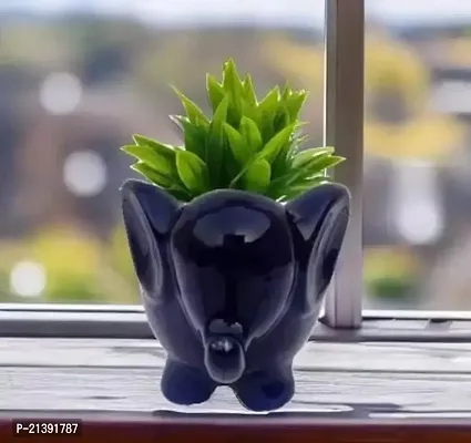 Premium Quality Elephant Shaped Small Ceramic Planter - Adorable And Durable Decorative Pot For Plants - Hand-Painted, Premium Quality - Ideal For Home And Office Deacute;cor - Decorative Items