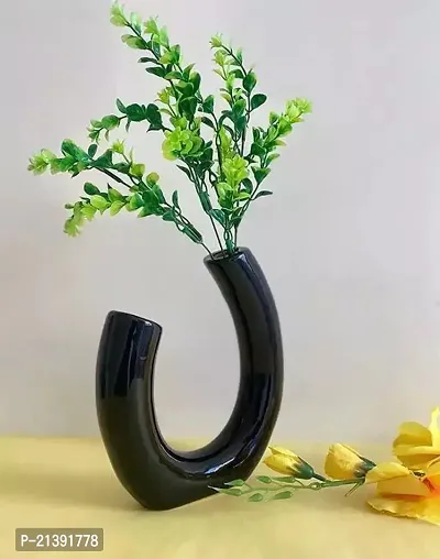 Premium Quality Black Loop Ceramic Flower Vase For Home Decor Modern Geometric Vase For Living Room Bedroom Dining Table