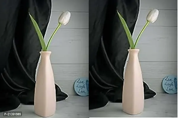 Premium Quality Mrd Triangular Bottle Shape Ceramic Flower Vase For Home Decor - Living Room - Office Center Table - Centerpiece Decor Item