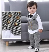Baby Boys Party, Festive and Casual Wear | Waistcoat, Shirt, Pant And Bow Tie Full Combo Set-thumb2