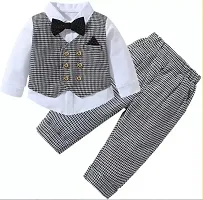 Baby Boys Party, Festive and Casual Wear | Waistcoat, Shirt, Pant And Bow Tie Full Combo Set-thumb1