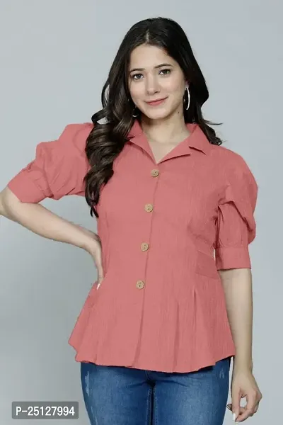 Beautiful Cotton Regular Fit Shirt Top for Women-thumb0
