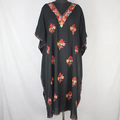 Kashmiri Aari Embroidered Kaftan for Women, Handmade Kaftan Dress for Girls, Maxi Dress for Summers