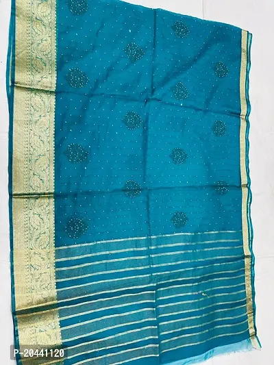 Stylish Blue Organza Silk Saree with Blouse piece For Women