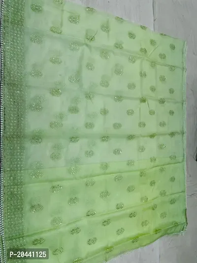 Stylish Green Organza Silk Saree with Blouse piece For Women