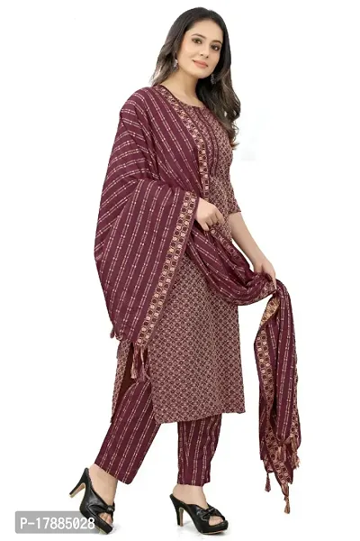 The Fashion Studio Womens Pure cotton kurta and pant set with dupatta.-thumb2