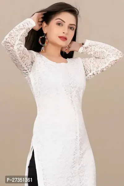 Designer White Net Kurta For Women-thumb2