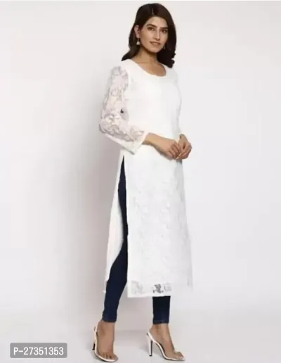 Designer White Net Kurta For Women-thumb0