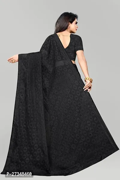 Elegant Black Net Self Pattern Bollywood Saree With Blouse Piece-thumb2