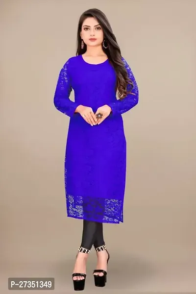 Designer Blue Net Kurta For Women