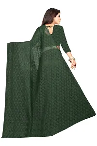 Elegant Green Net Self Pattern Daily Wear Saree With Blouse Piece-thumb1