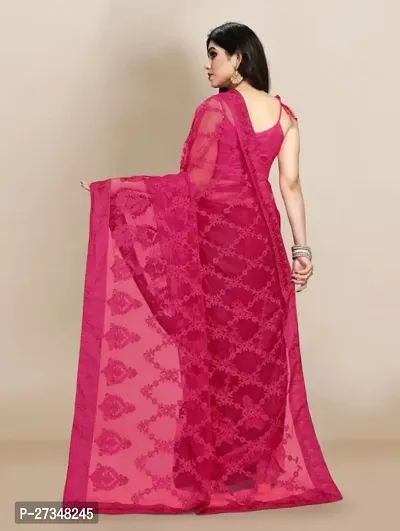 Elegant Pink Net Embroidered Bhagalpuri Saree With Blouse Piece-thumb2