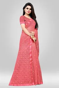 Elegant Red Net Embellished Daily Wear Saree With Blouse Piece-thumb3