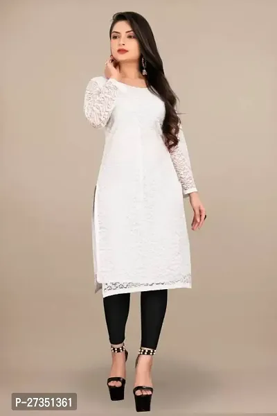 Designer White Net Kurta For Women-thumb3