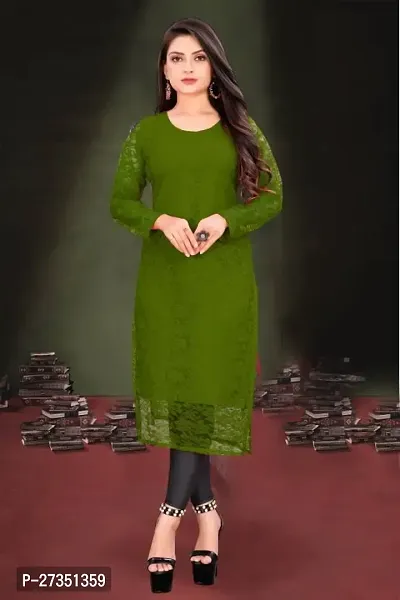 Designer Green Net Kurta For Women