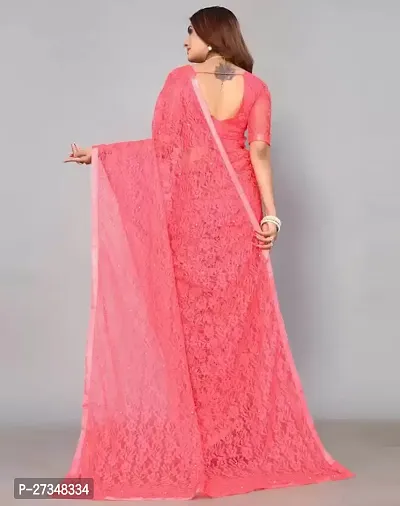 Elegant Pink Brasso Self Pattern Bollywood Saree With Blouse Piece-thumb2