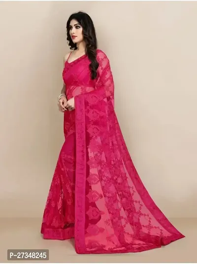 Elegant Pink Net Embroidered Bhagalpuri Saree With Blouse Piece-thumb4