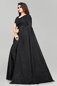 Elegant Black Net Self Pattern Bollywood Saree With Blouse Piece-thumb2