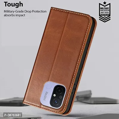 Brown Forego Flip Cover For Redmi 12C-thumb5