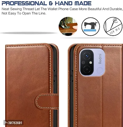 Brown Forego Flip Cover For Redmi 12C-thumb3