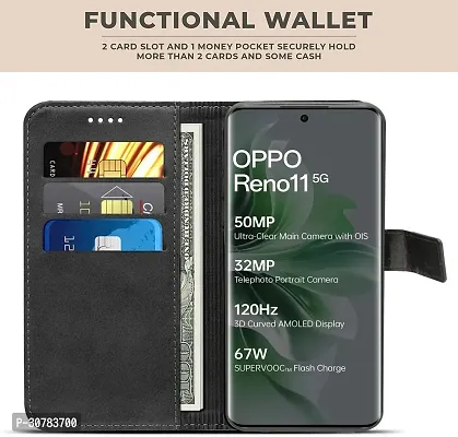 Black Forego Flip Cover For Oppo Reno 11 5G-thumb2