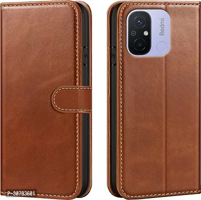 Brown Forego Flip Cover For Redmi 12C