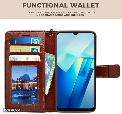 Brown Forego Flip Cover For Vivo Y28 5G-thumb2