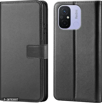 Black Forego Flip Cover For Redmi 12C