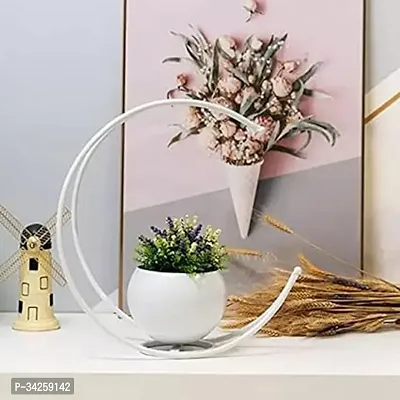 Metal Flower Vase Geometric Half Moon Design Flower Pot Stand-thumb0