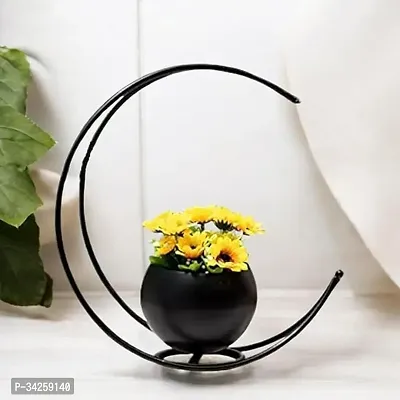 Metal Flower Vase Geometric Half Moon Design Flower Pot Stand