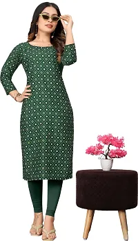 Stylish Crepe Green Printed Straight Kurta For Women-thumb2