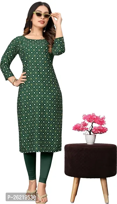 Stylish Crepe Green Printed Straight Kurta For Women-thumb3