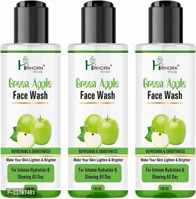 Hirhorn Green Apple Natural For Dry Skin With Turmeric and Saffron For And Skinbrightening Men and Women All Skin Types Face Wash(300 Ml) Pack of 3