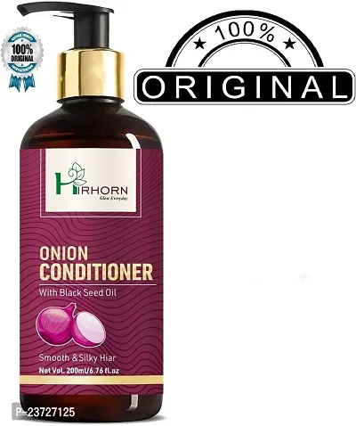 Hirhorn Onion Conditioner For Hair Growth And Anti Hairfall | Sulphate And Chemical Free Conditioner For Men And Women |Onion Hair Conditioner With Aloe Vera (200 Ml)