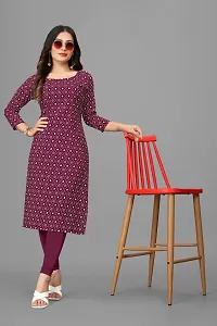 Stylish Crepe Maroon Printed Straight Kurta For Women-thumb2