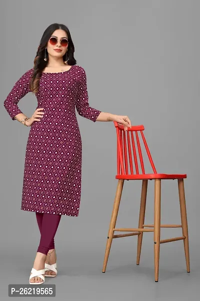 Stylish Crepe Maroon Printed Straight Kurta For Women-thumb3