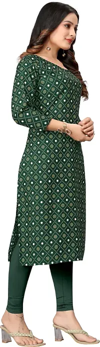 Stylish Crepe Green Printed Straight Kurta For Women-thumb1