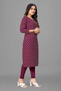 Stylish Crepe Maroon Printed Straight Kurta For Women-thumb1