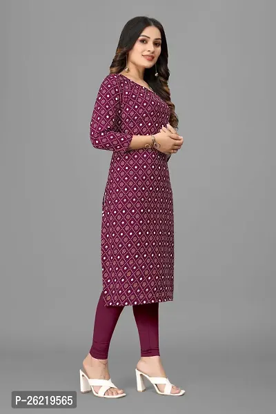 Stylish Crepe Maroon Printed Straight Kurta For Women-thumb2