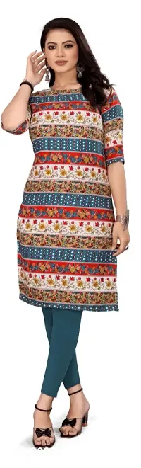 Stylish Crepe Multicoloured Printed Straight Kurta For Women