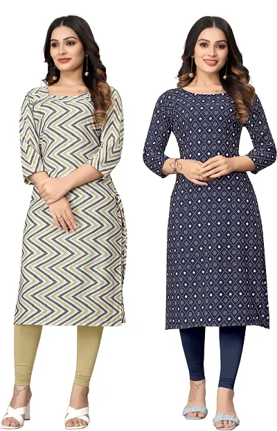 Stylish Crepe Printed Kurta - Pack of 2