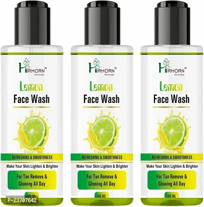 Hirhorn Lemon Natural For Dry Skin With Turmeric and Saffron For Tan Removal Men and Women All Skin Types Face Wash(300 Ml) Pack of 3