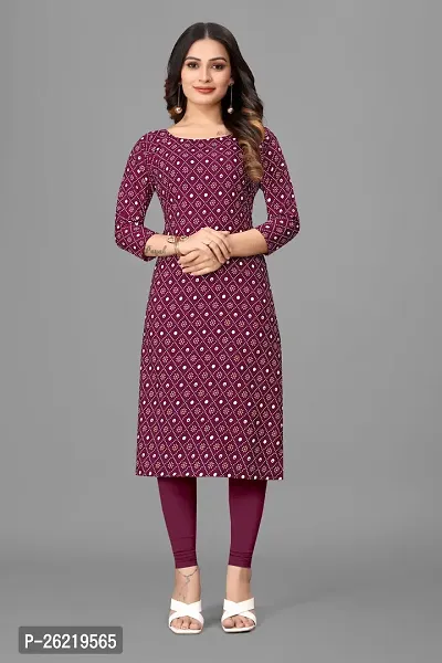 Stylish Crepe Maroon Printed Straight Kurta For Women-thumb0