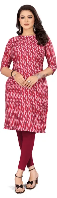 Stylish Crepe Maroon Printed Straight Kurta For Women-thumb1