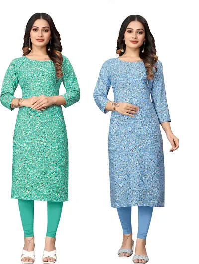 Stylish Crepe Printed Kurta - Pack of 2