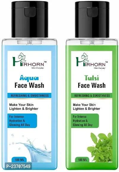 Hirhorn Hirhorn Blush And Glow Aqua and Tulsi Men and Women All Skin Types Face Wash(200 Ml) Pack of 2
