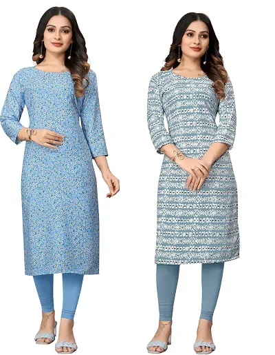 Stylish Crepe Straight Kurta For Women Combo Of 2