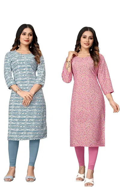 Stylish Crepe Straight Kurta For Women Combo Of 2